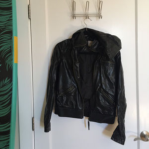 Urban Outfitters Leather Hooded Jacket